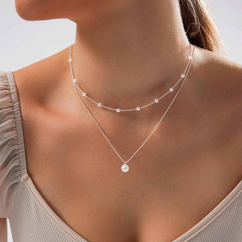 Partm Pearl Necklace for Women Trendy 14K Gold Plated Dainty Pearl Pendant Choker Set Handmade Pearl Gold Necklace Non Tarnish Simple Cute Jewelry Gifts for Women - Image 3
